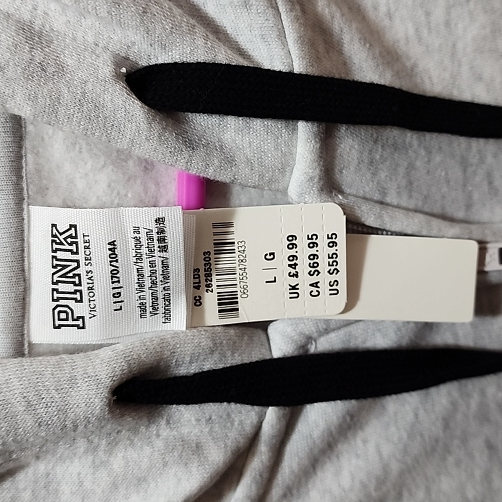 NWT- VS PINK Gray Rainbow Logo Zip-Up Hoodie Size Large - Picture 4 of 4